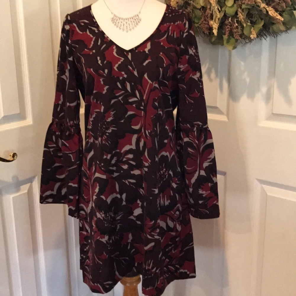 Saks Fifth Avenue wine colored floral dress